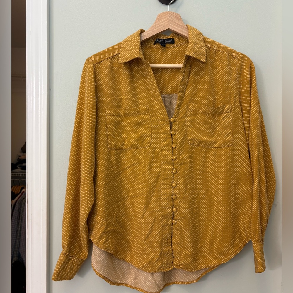 Velvet Heart Button Down Long Sleeve Blouse